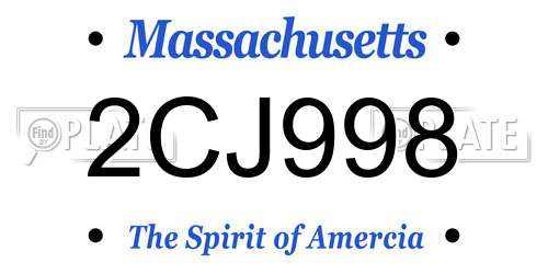 2CJ998 Massachusetts License Plate