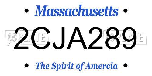 2CJA289 Massachusetts License Plate