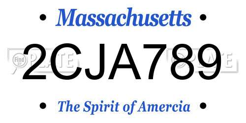 2CJA789 Massachusetts License Plate