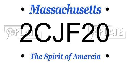 2CJF20 Massachusetts License Plate