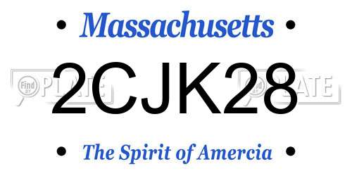 2CJK28 Massachusetts License Plate