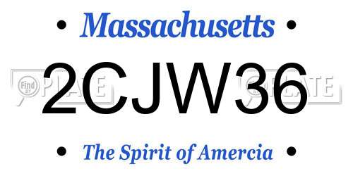 2CJW36 Massachusetts License Plate