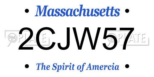 2CJW57 Massachusetts License Plate
