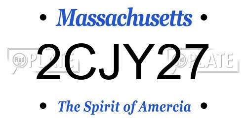 2CJY27 Massachusetts License Plate