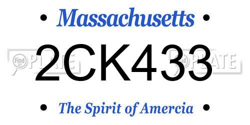 2CK433 Massachusetts License Plate