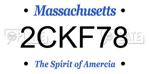 2CKF78 Massachusetts License Plate