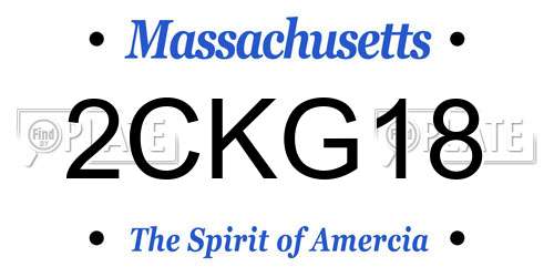 2CKG18 Massachusetts License Plate