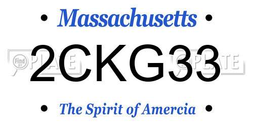 2CKG33 Massachusetts License Plate