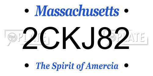 2CKJ82 Massachusetts License Plate