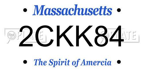 2CKK84 Massachusetts License Plate