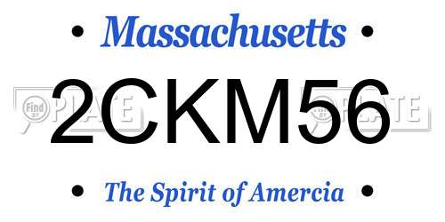 2CKM56 Massachusetts License Plate