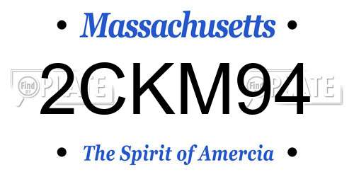 2CKM94 Massachusetts License Plate