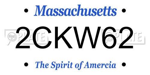 2CKW62 Massachusetts License Plate