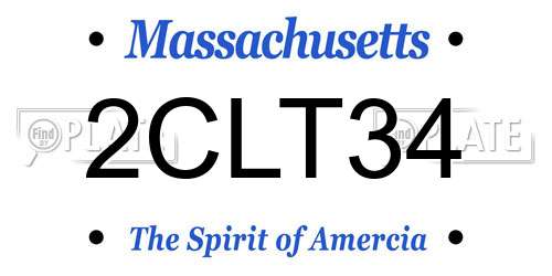 2CLT34 Massachusetts License Plate