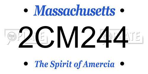 2CM244 Massachusetts License Plate