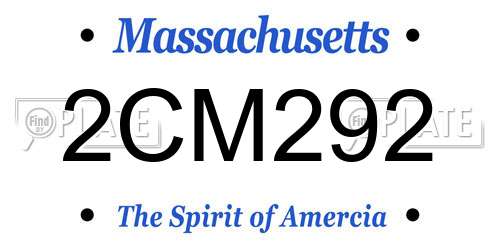 2CM292 Massachusetts License Plate