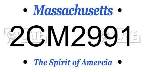 2CM2991 Massachusetts License Plate