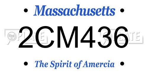 2CM436 Massachusetts License Plate