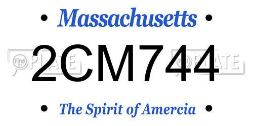 2CM744 Massachusetts License Plate