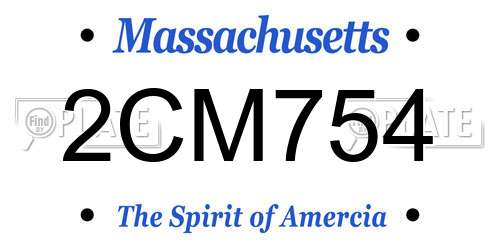 2CM754 Massachusetts License Plate