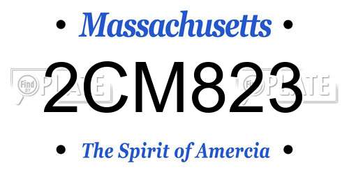 2CM823 Massachusetts License Plate