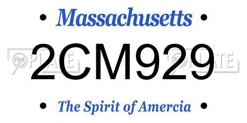 2CM929 Massachusetts License Plate