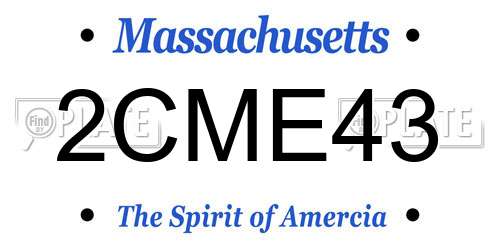 2CME43 Massachusetts License Plate