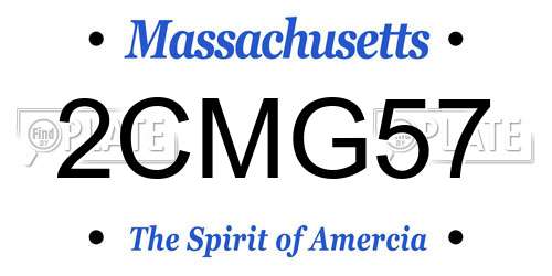 2CMG57 Massachusetts License Plate