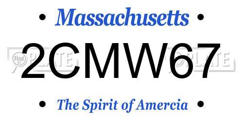 2CMW67 Massachusetts License Plate