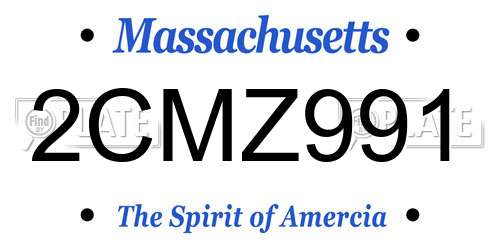 2CMZ991 Massachusetts License Plate