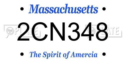 2CN348 Massachusetts License Plate