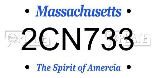 2CN733 Massachusetts License Plate
