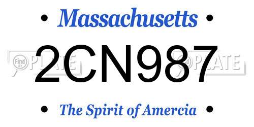 2CN987 Massachusetts License Plate