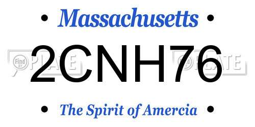 2CNH76 Massachusetts License Plate