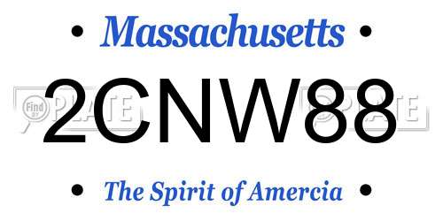 2CNW88 Massachusetts License Plate