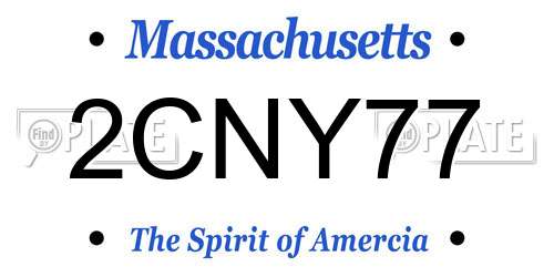 2CNY77 Massachusetts License Plate
