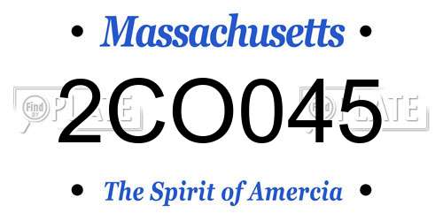 2CO045 Massachusetts License Plate