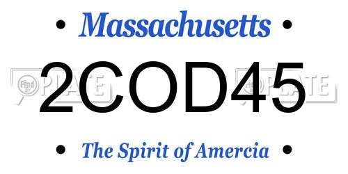 2COD45 Massachusetts License Plate