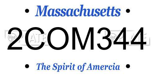 2COM344 Massachusetts License Plate