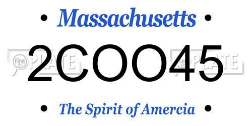 2COO45 Massachusetts License Plate