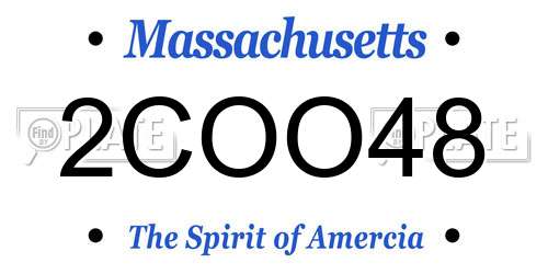 2COO48 Massachusetts License Plate