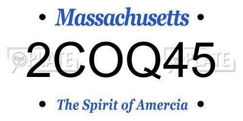 2COQ45 Massachusetts License Plate