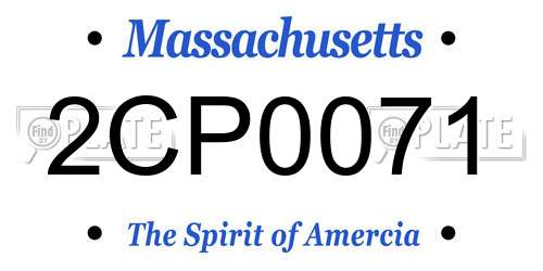 2CP0071 Massachusetts License Plate
