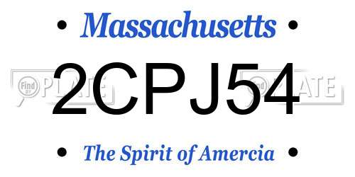 2CPJ54 Massachusetts License Plate