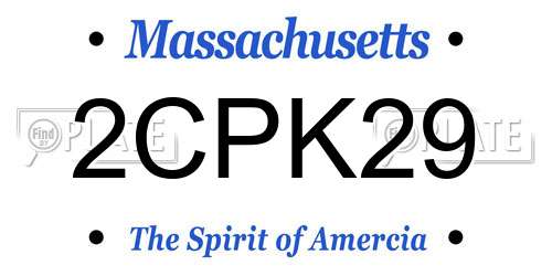 2CPK29 Massachusetts License Plate