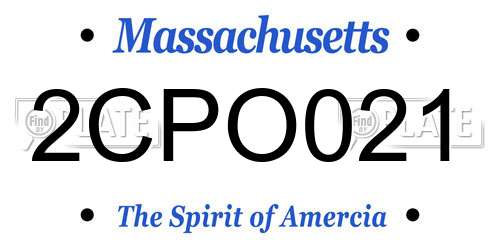 2CPO021 Massachusetts License Plate