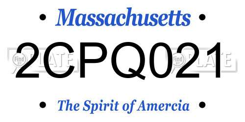 2CPQ021 Massachusetts License Plate