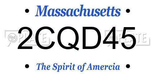 2CQD45 Massachusetts License Plate