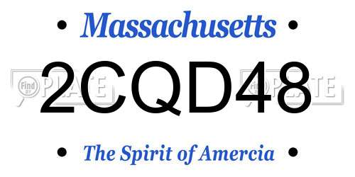 2CQD48 Massachusetts License Plate