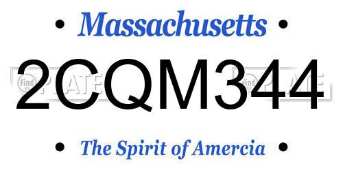 2CQM344 Massachusetts License Plate
